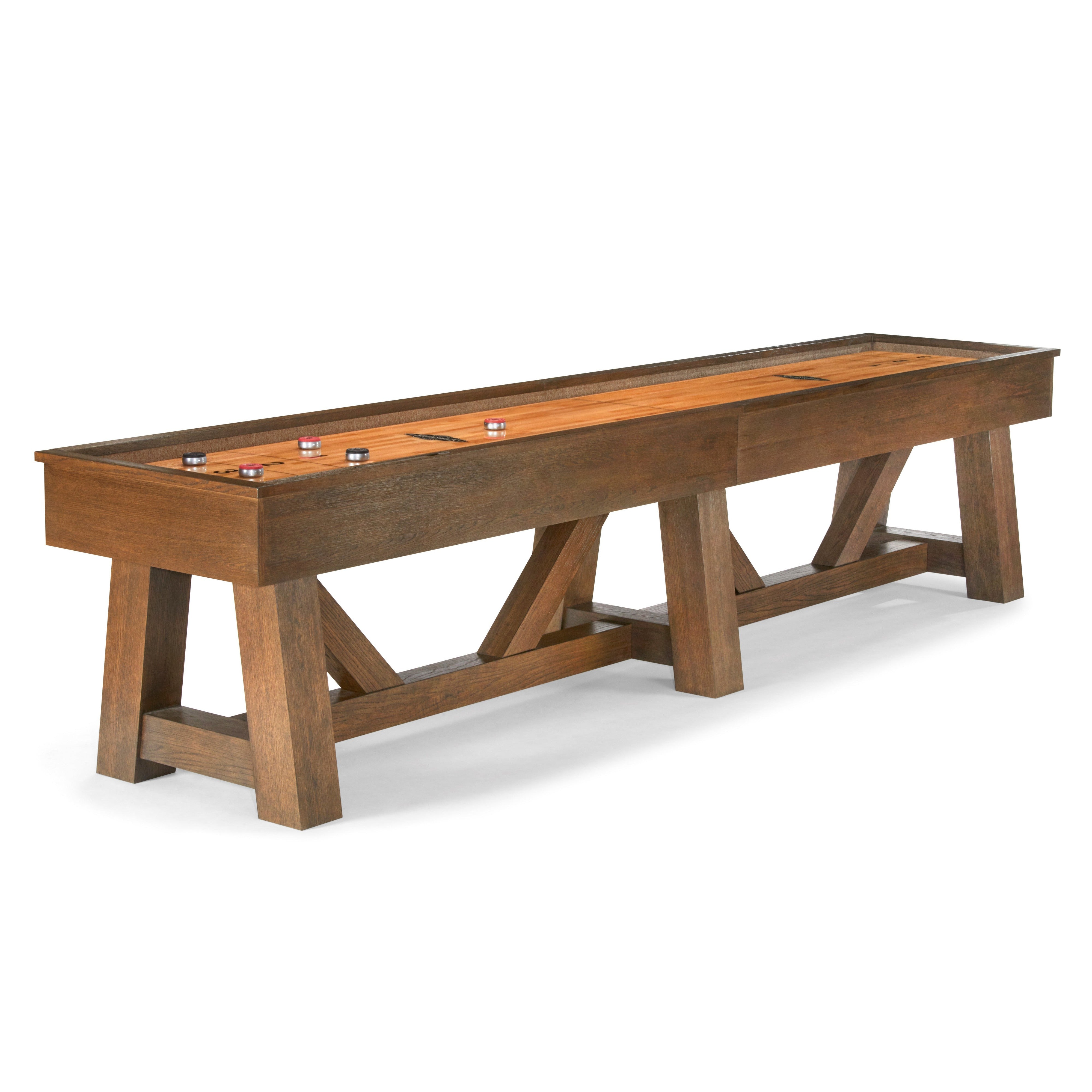 Brunswick Botanic 12' Shuffleboard Table-Shuffleboards-Brunswick-Rustic Dark Brown-Game Room Shop