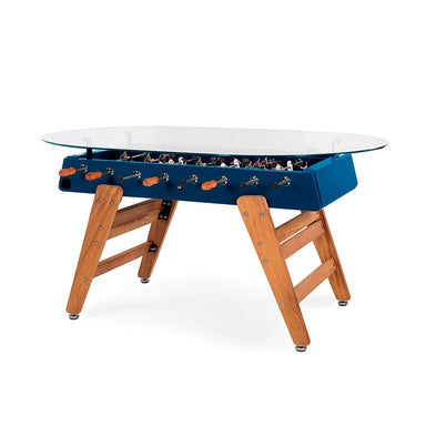 RS Barcelona RS3 Wood Dining Foosball Table-Foosball Table-RS Barcelona-Oval Shape-Blue-Game Room Shop