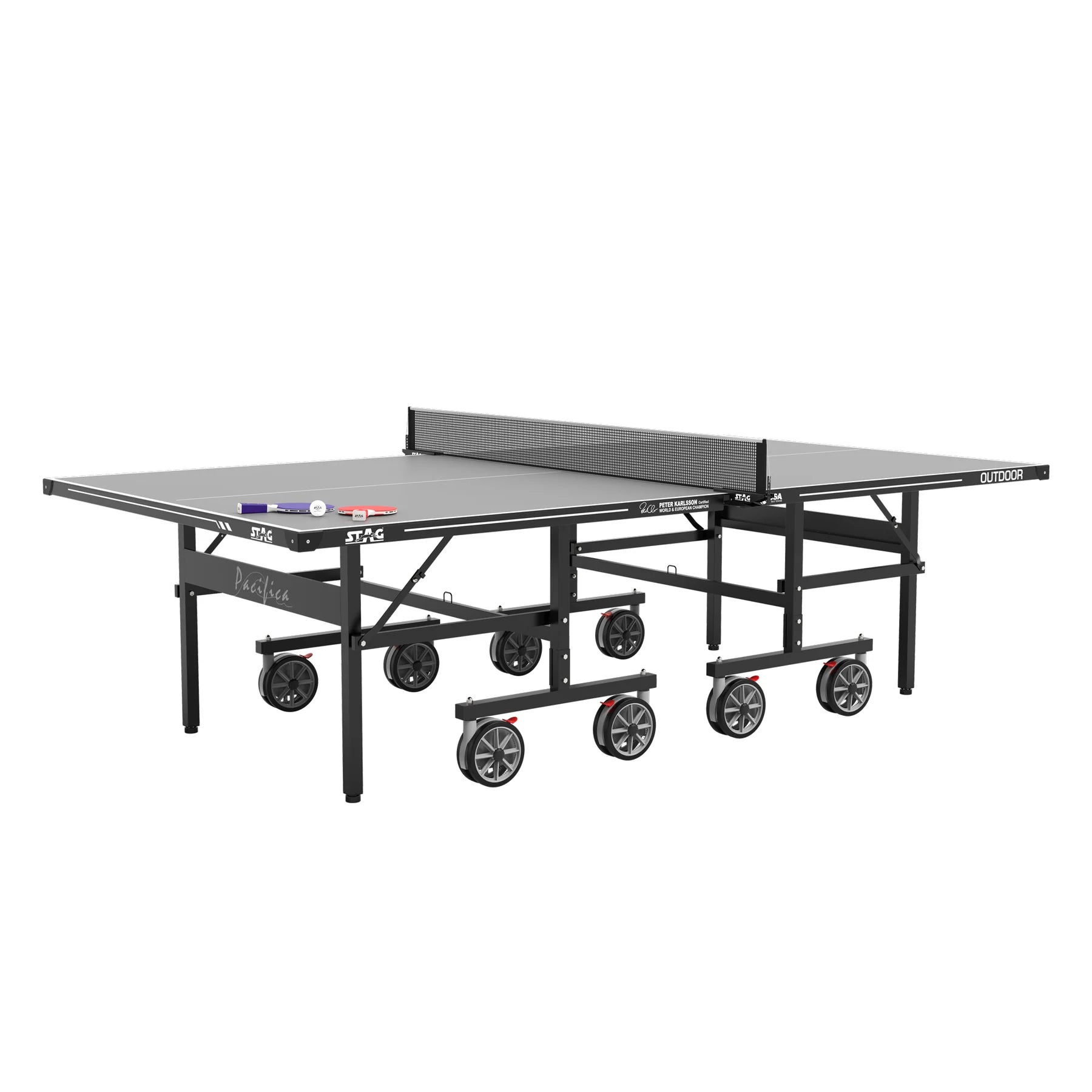 STAG Pacifica Gray Outdoor Table Tennis Table - 4-Player Bundle-Table Tennis Table-Kettler-Game Room Shop