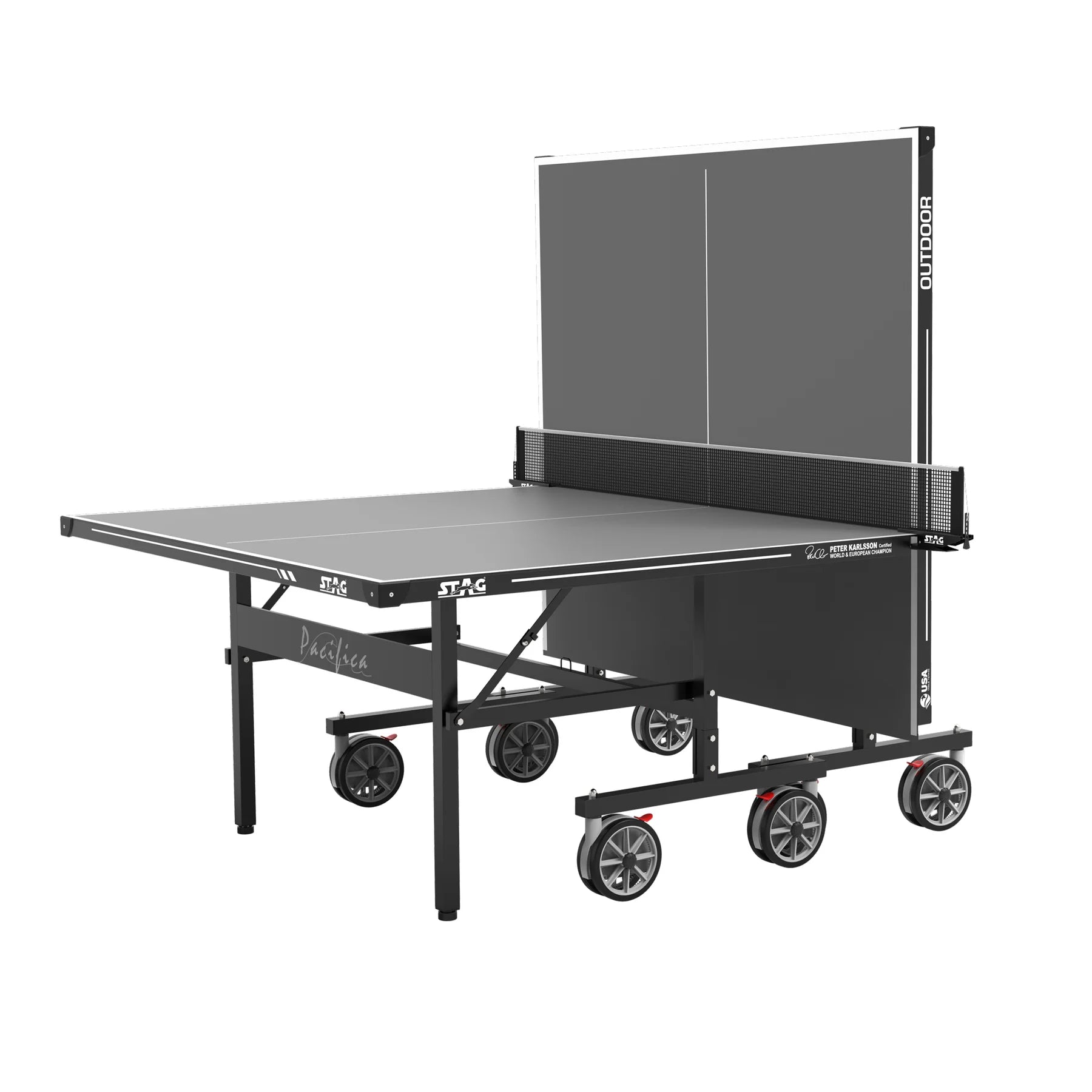 STAG Pacifica Gray Outdoor Table Tennis Table - 4-Player Bundle-Table Tennis Table-Kettler-Game Room Shop