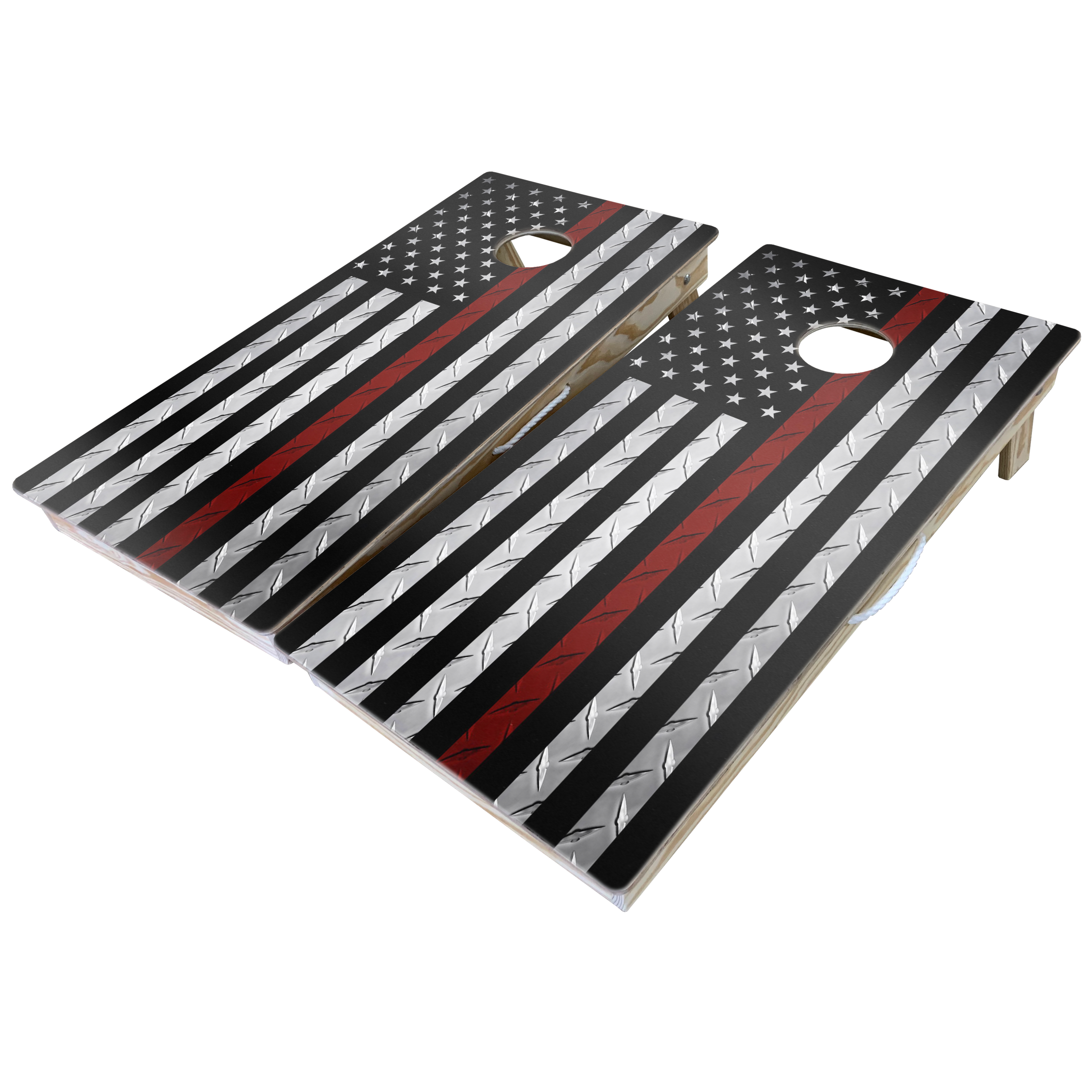 First Responders Theme Cornhole Boards-Cornhole-WGC-Standard Series-Stainless Steel Firefighter Flag-Game Room Shop