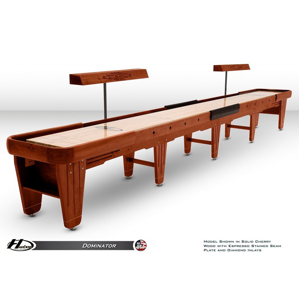 Hudson Dominator Shuffleboard Table 9'-22' Lengths with Custom Stain Options - Game Room Shop