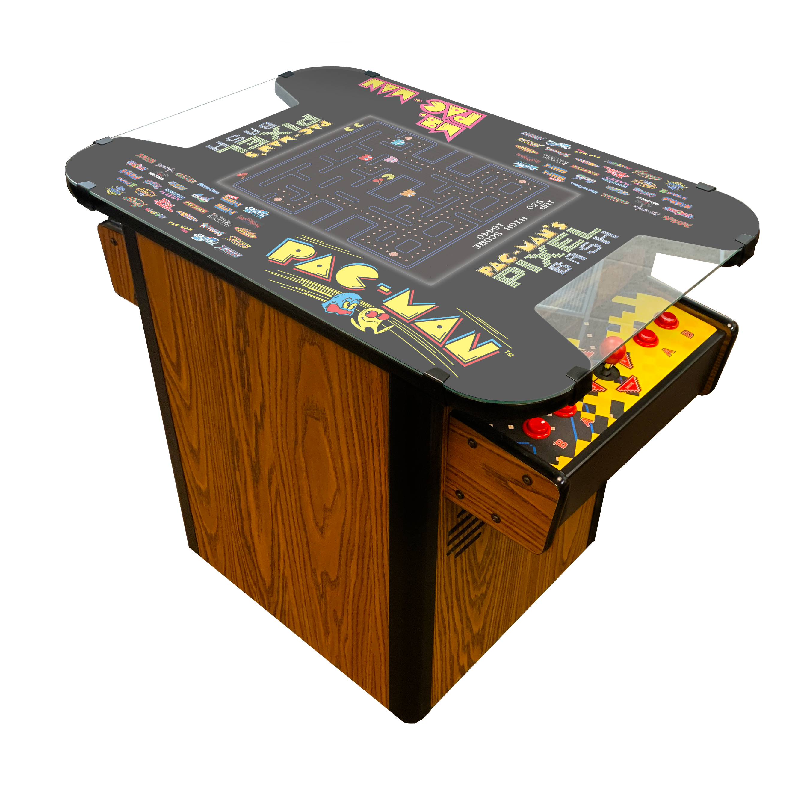 Namco Pac-Man Pixel Bash Cocktail Arcade Game Cabinet-Arcade Games-Namco-Woodgrain-Game Room Shop