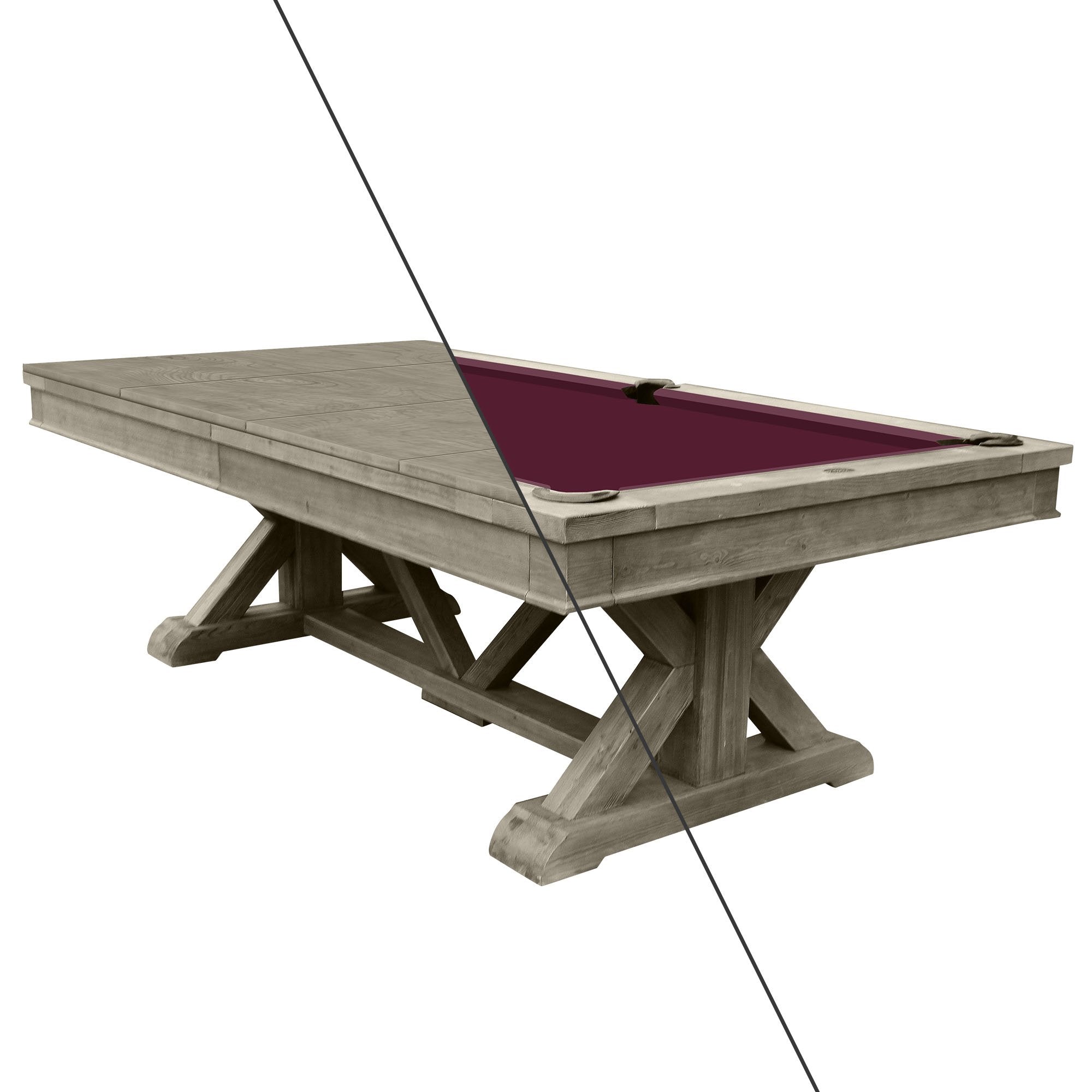 Playcraft Brazos River 8' Slate Pool Table - Leather Drop Pockets-Billiard Tables-Playcraft-Weathered Black-No Thank You-Game Room Shop