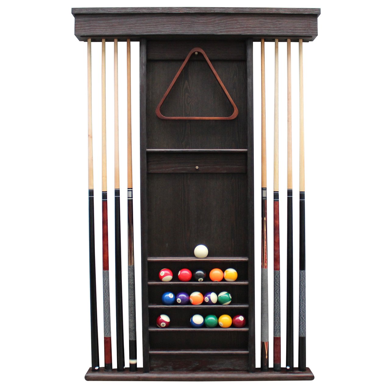 Playcraft Premium Hardwood Billiard Wall Racks-Pool Cue Racks & Holders-Playcraft-Weathered Black-Game Room Shop