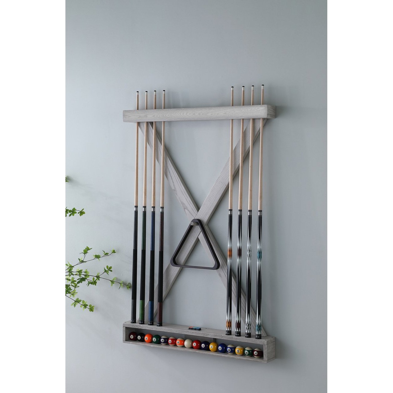 Playcraft X Style Hardwood 8 Cue Billiard Equipment Wall Rack-Billiard Cue Racks-Playcraft-Northen Drift-Game Room Shop