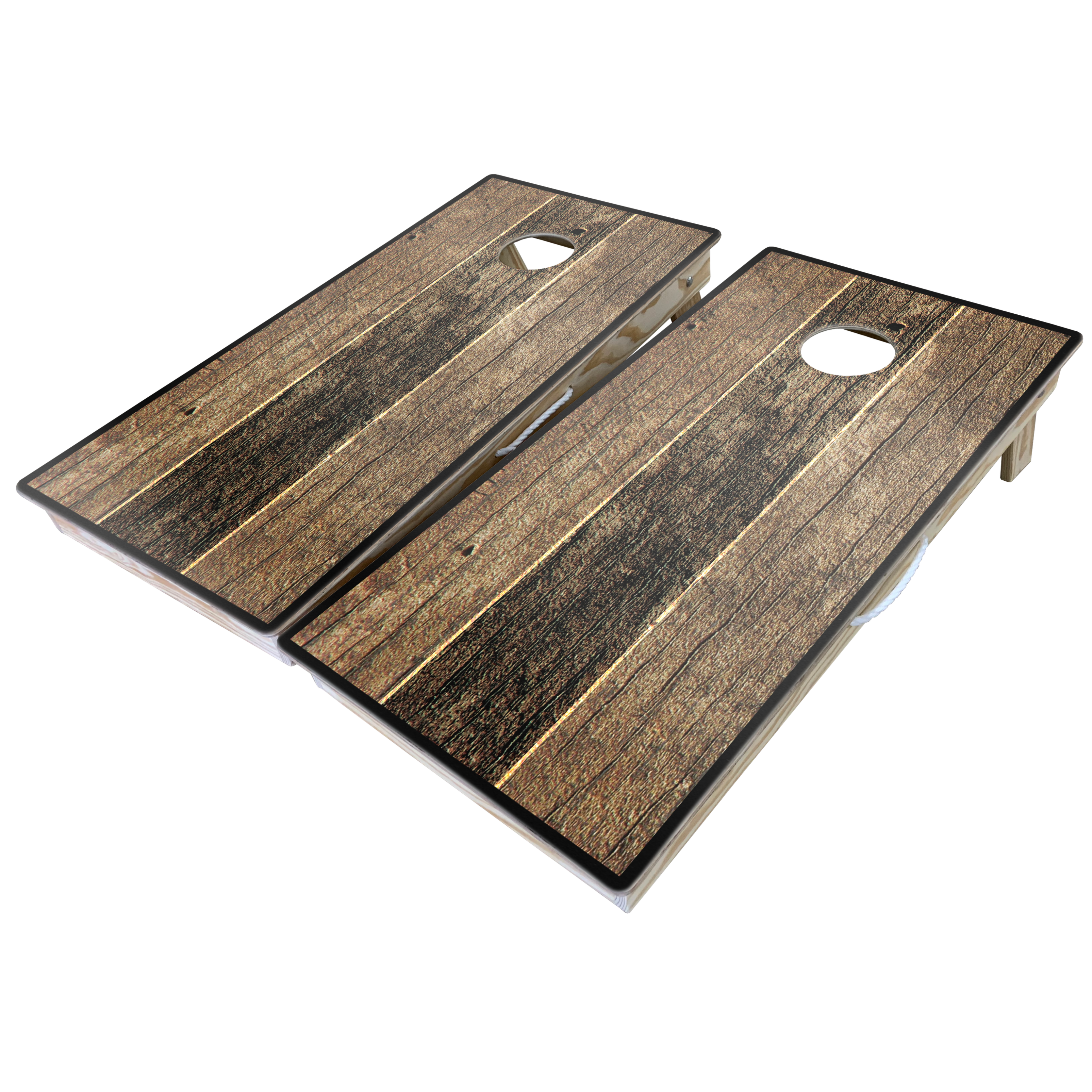 Rustic Theme Cornhole Boards-Cornhole-WGC-Standard Series-Dark Wooden Planks-Game Room Shop