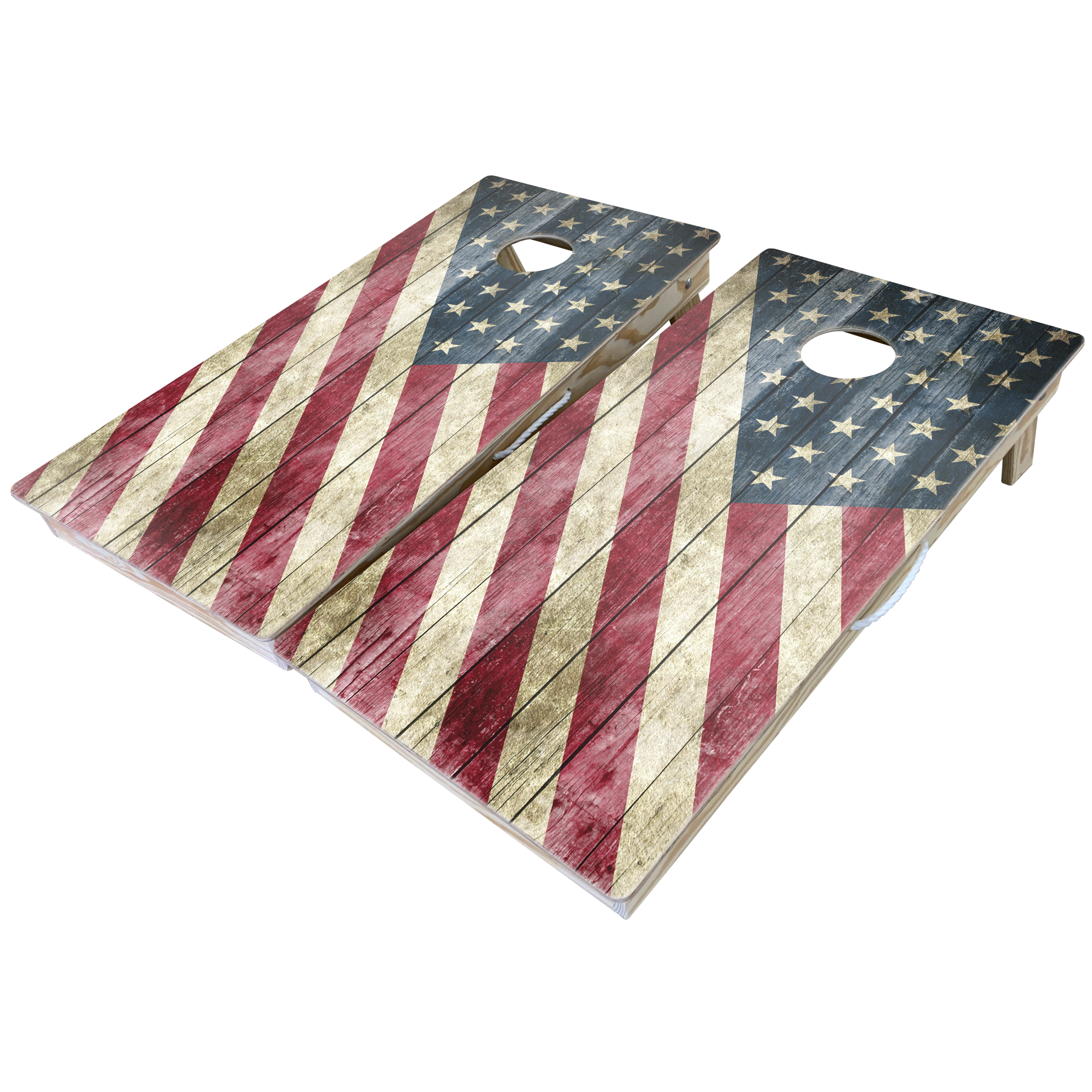 Rustic Theme Cornhole Boards-Cornhole-WGC-Standard Series-Rustic Barnwood Flag-Game Room Shop