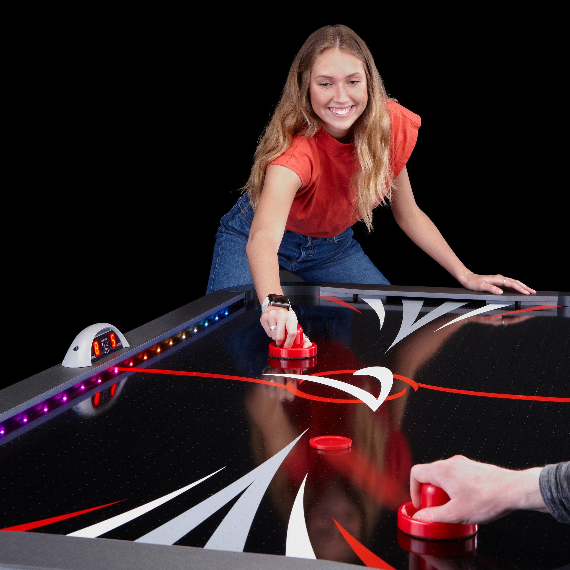 Fat Cat Volt LED Light-Up Grey 7 FT Air Hockey Table - Game Room Shop