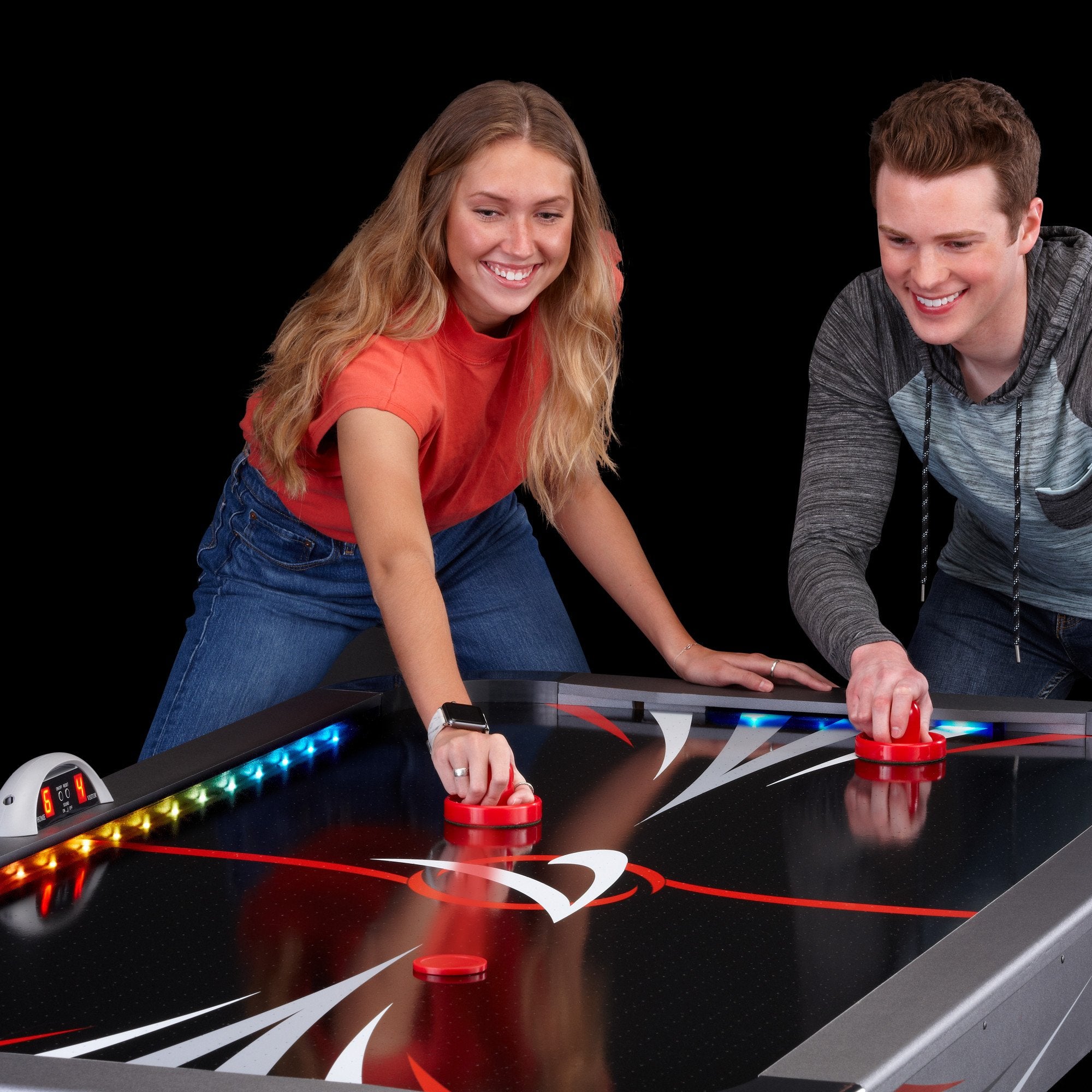 Fat Cat Volt LED Light-Up Grey 7 FT Air Hockey Table - Game Room Shop