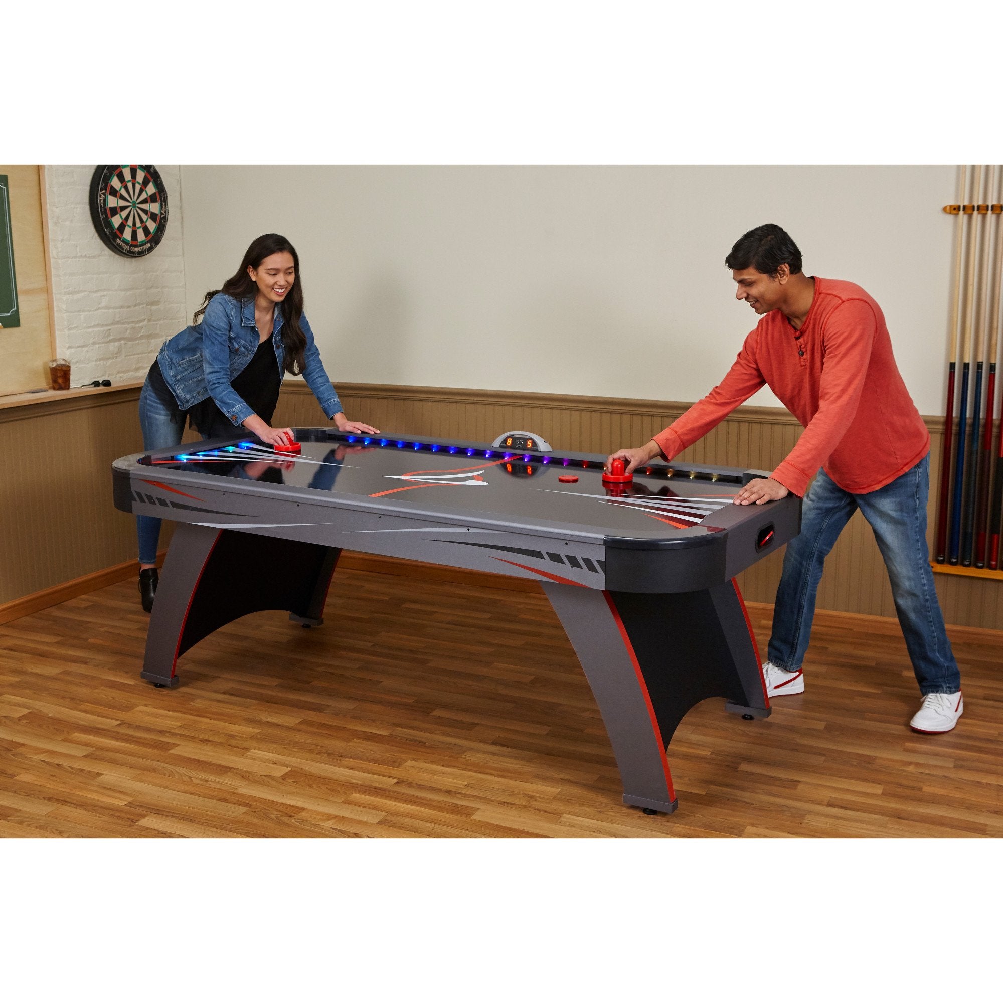 Fat Cat Volt LED Light-Up Grey 7 FT Air Hockey Table - Game Room Shop