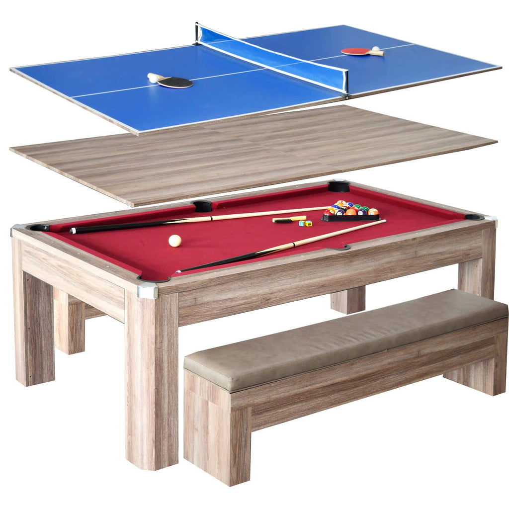 Hathaway Games Newport 7-ft Pool Table Combo Set with Benches in Light