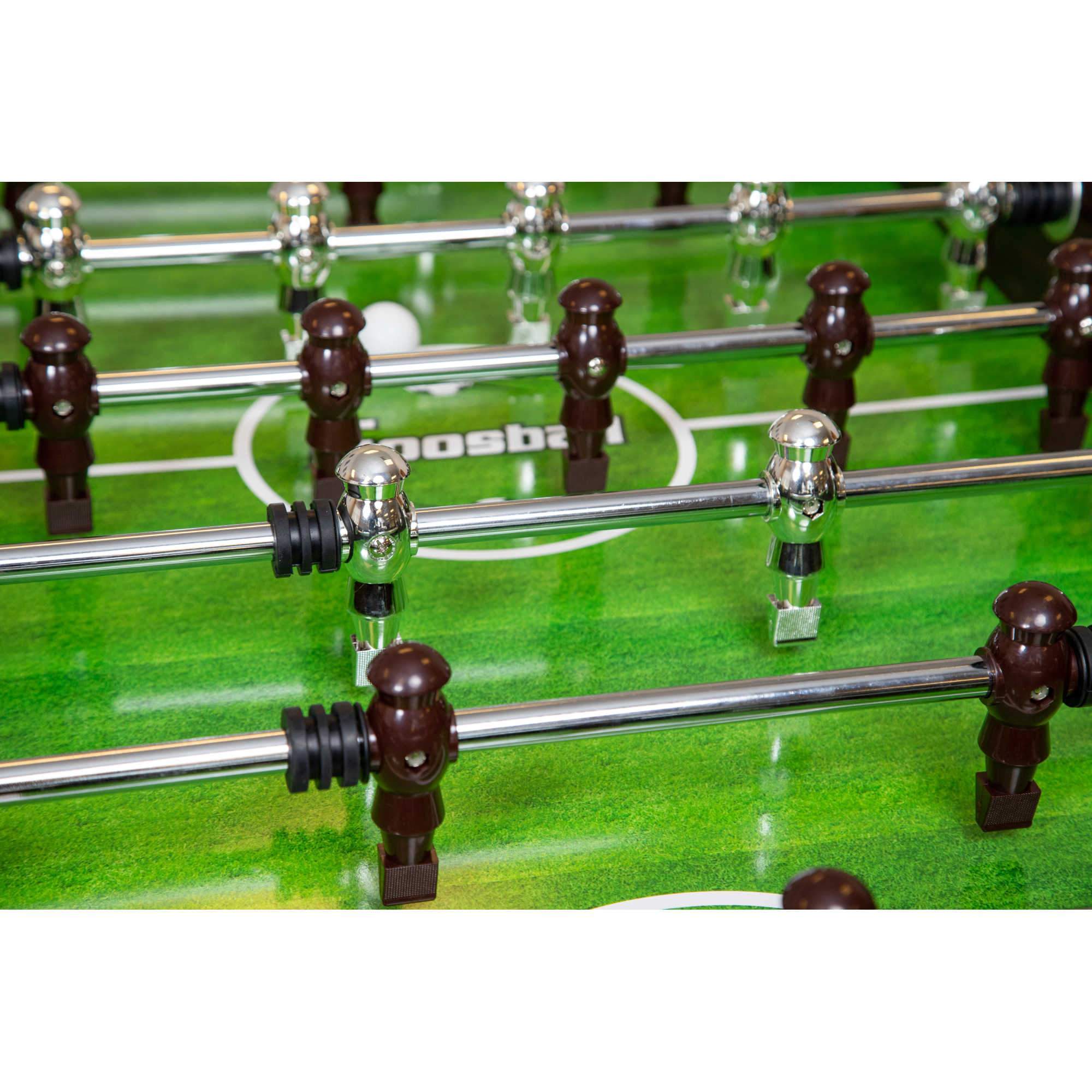 Hathaway Carmelli Primo 56-Inch Foosball Table Family Soccer Game with Wood Grain Finish Analog Scoring and Free Accessories - Game Room Shop