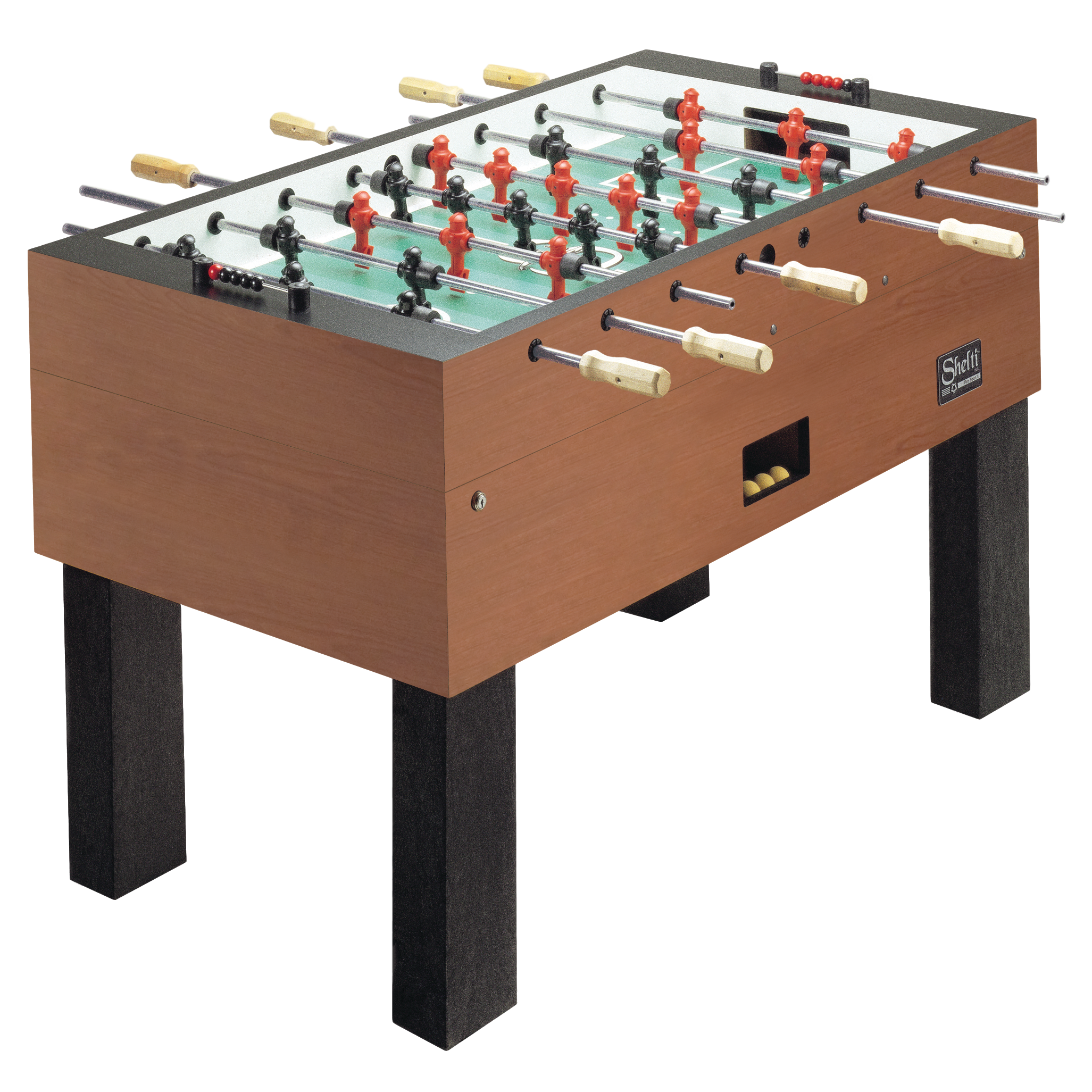 Shelti PRO FOOS III Cherry Foosball Table with 3-Man Goalie (Coin-Op)-Foosball Table-Shelti-Game Room Shop