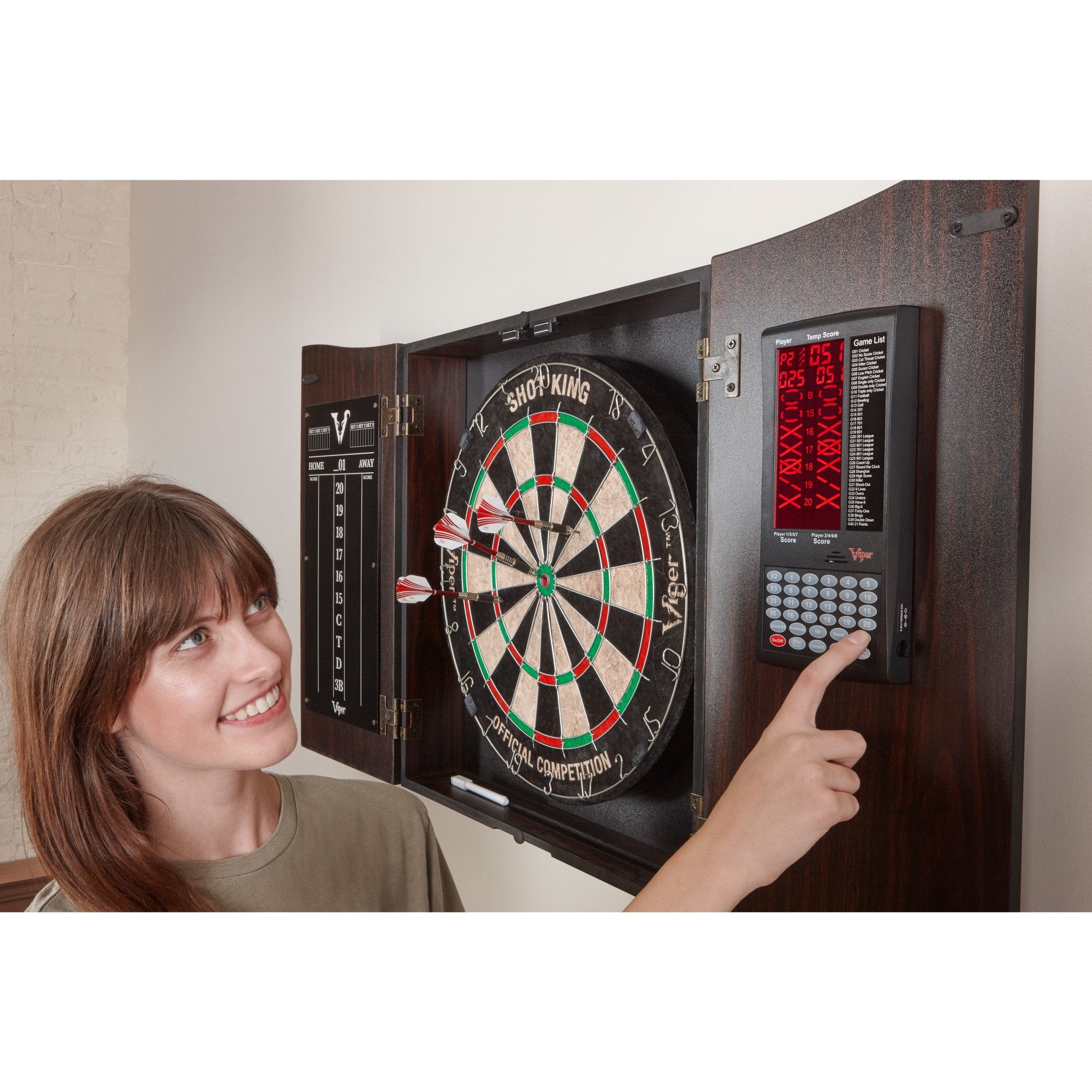 Viper Vault Deluxe Dartboard Cabinet with Integrated Pro Score - Game Room Shop