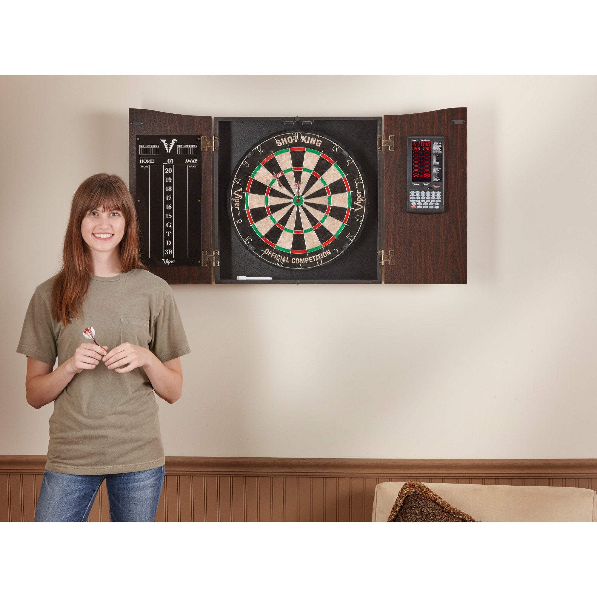 Viper Vault Deluxe Dartboard Cabinet with Integrated Pro Score - Game Room Shop